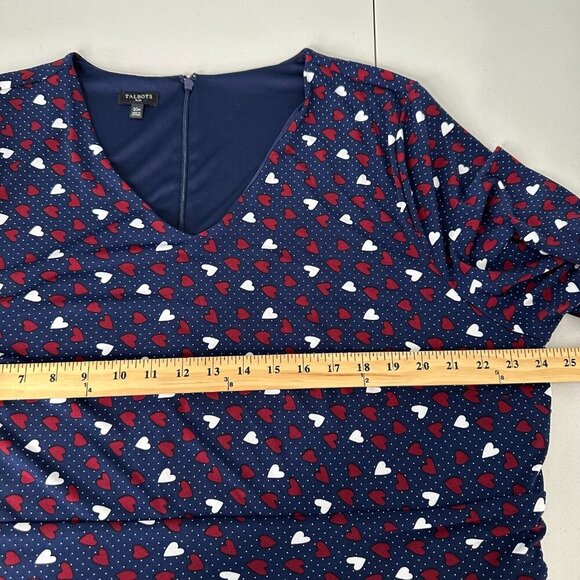 Talbots Ruffle Dress Size 20W Navy Blue Heart Print - Picture 7 of 10